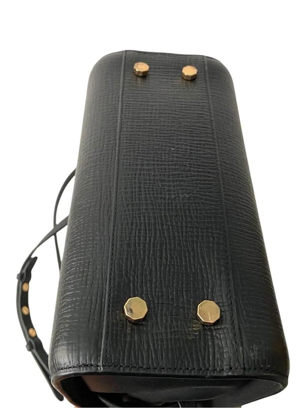 Luana Italy Elegant Black with Gold Accent Satchel Crossbody Bag